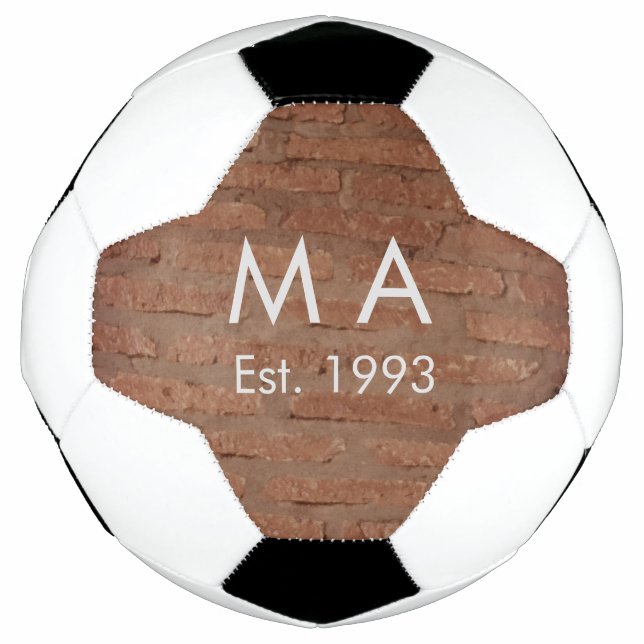 Ballon De Foot pierre de brique rustique Brown ajouter le nom let (Devant)