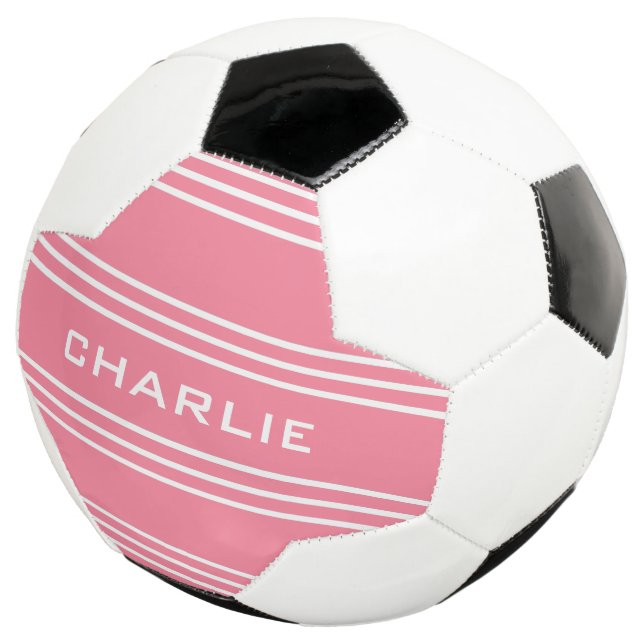 Ballon De Foot Pink Stripes personnalisé monogramme balle de foot (3/4)