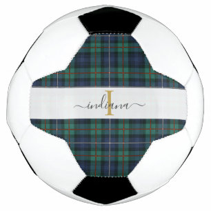 Ballon De Foot Plaqué Tartan Monogramme Nom Initial Féminin