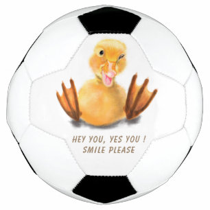 Ballon De Foot Playful Yellow Duckling Wink Soccer Ball Smile
