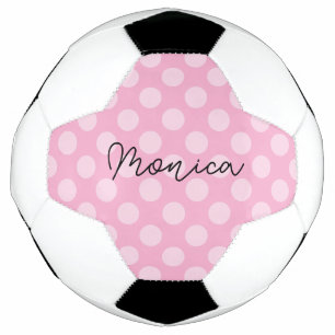 Ballon De Foot Point Polka rose clair personnalisé