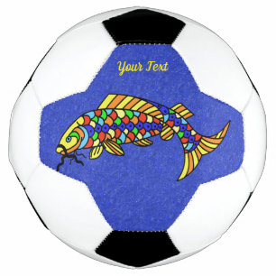 Ballon De Foot Poisson Abstrait et coloré sur bleu vif