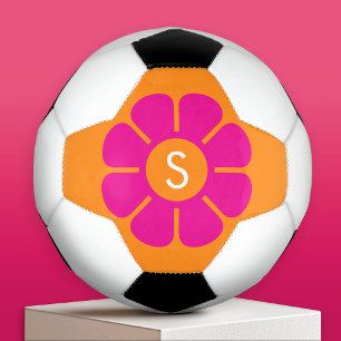 Ballon De Foot Poisson rose super avec monogramme orange personna