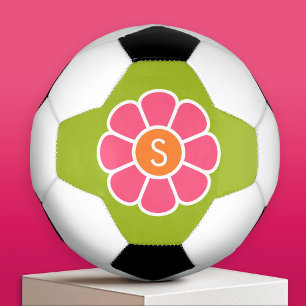 Ballon De Foot Poisson rose super avec monogramme orange personna