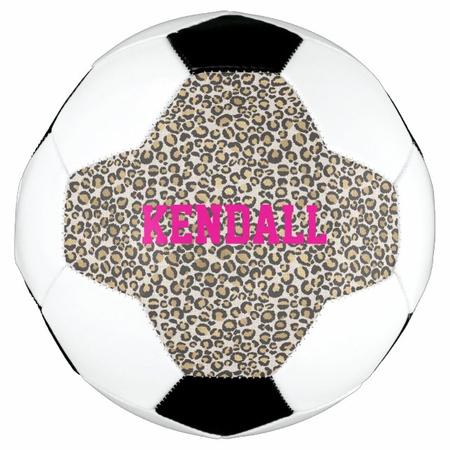 Ballon De Foot Poster de animal Léopard NOM Pink Wild Chic Amusan (Devant)