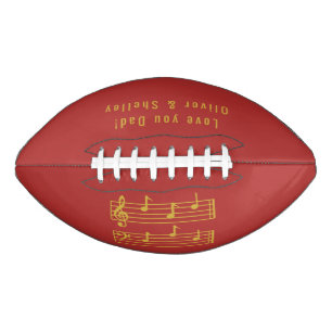 BALLON DE FOOT POUR PAPA MUSIC LOVER NOTES D.A.D RICH ROUGE ET OR