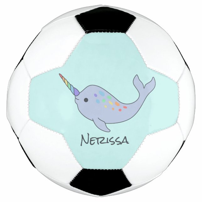 Ballon De Foot Rainbow Narwhal Nom Soccer Ball (Devant)