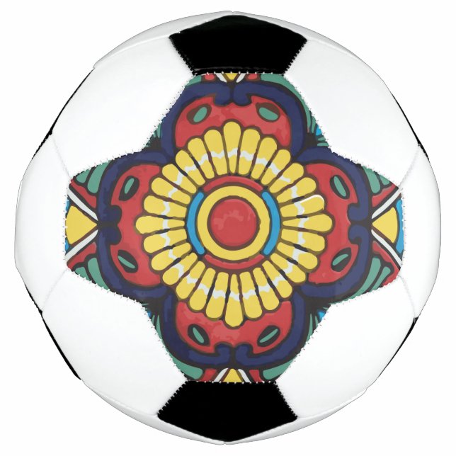 Ballon De Foot Red Mexican Talavera Carrelage poterie folklorique (Devant)