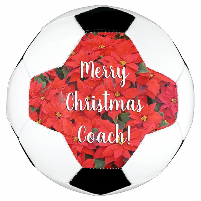 Ballon De Foot Red Poinsettias I Christmas Holiday Floral Photo (Devant)