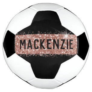 Ballon De Foot Rose or rose noir brillant rayure noir Nom du mono