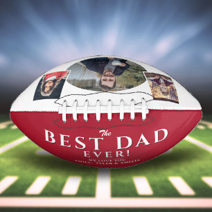 Ballon De Foot Rouge moderne Meilleur papa Père 3 Photo Collage