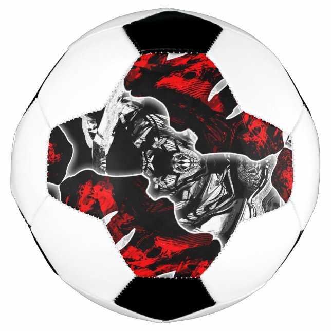 Ballon De Foot Rouge Noir et Blanc (Devant)