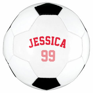 Ballon De Foot Rouge Rose Féminin Nom Numéro Minimaliste