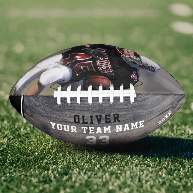 Ballon De Foot Rustic Wood Black Nom Numéro d'équipe Photo (Créateur téléchargé)