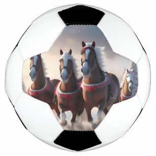Ballon De Foot Santas Chevaux de Neige de Noël,