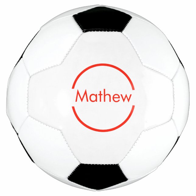Ballon De Foot simple cercle rouge ajouter votre nom lettre texte (Devant)