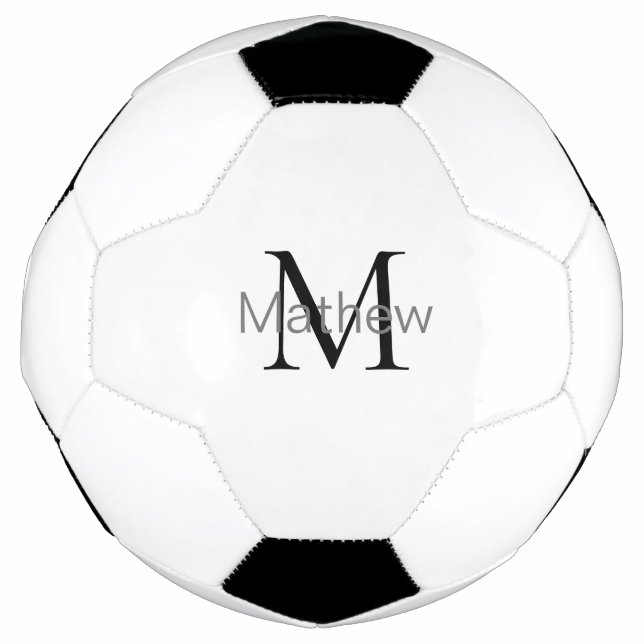 Ballon De Foot simple lettre initiale monogramme ajouter votre no (Devant)