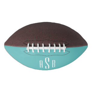 Ballon De Foot Simple trois lettres Turquoise blanc Ombre Monogra