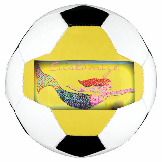 Ballon De Foot sirène en mosaïque sous-marine rose (Devant)