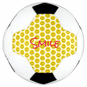 Ballon De Foot Smile Jaune Rouge Noir Blanc Joyeux Visage Sports