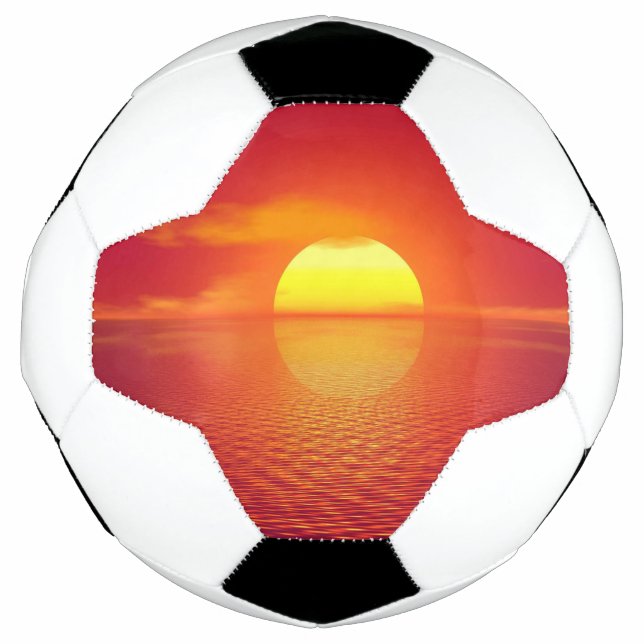 Ballon De Foot Soleil sur mer d'Orange Océan calme (Devant)
