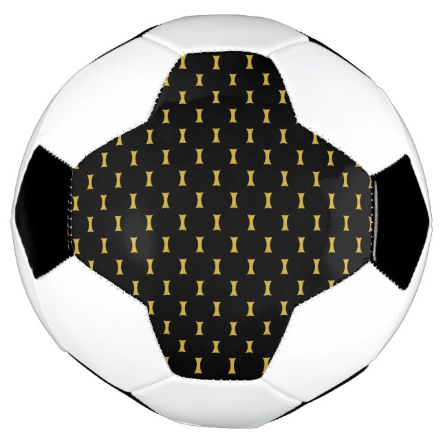Ballon De Foot Solid Black with Metallic Gold Mark Style (Tourné)