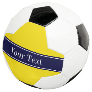 Ballon De Foot Solid Yellow, Navy Blue Ribbon Monogram