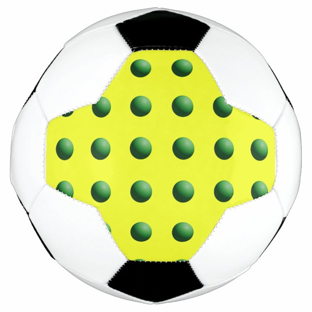 Ballon De Foot Sphères vertes sur jaune (Devant)