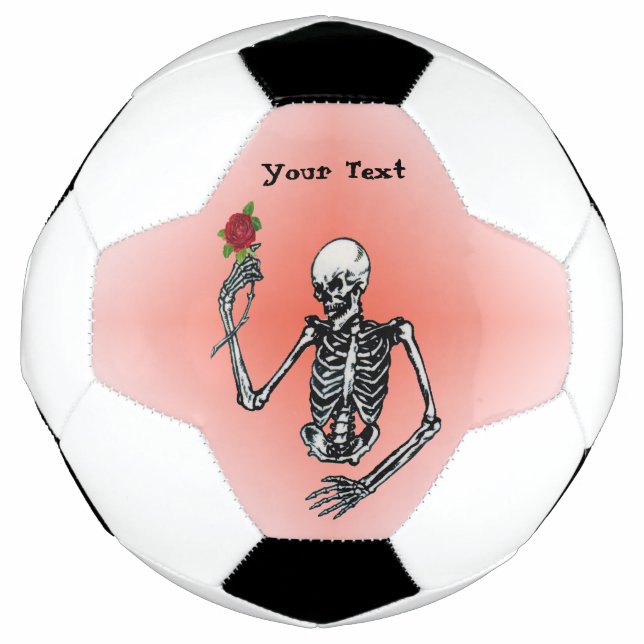 Ballon De Foot Squelette tenant Rose rouge sur la pierre dans la  (Devant)