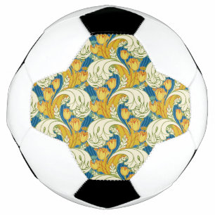 Ballon De Foot Style William Morris Tulp Tissu Floral sarcelle et