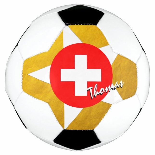 Ballon De Foot Suisse Football & Gold Drapeau suisse (Devant)
