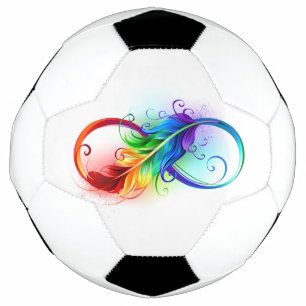 Ballon De Foot Symbole d'infini avec plume arc-en-ciel