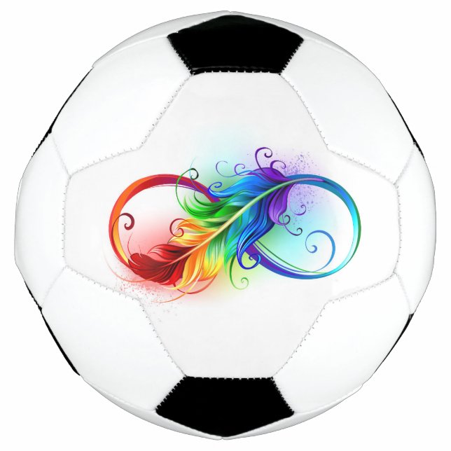 Ballon De Foot Symbole d'infini avec plume arc-en-ciel (Devant)