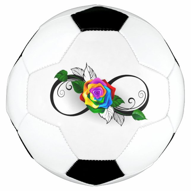 Ballon De Foot Symbole d'infini avec Rose arc-en-ciel (Devant)