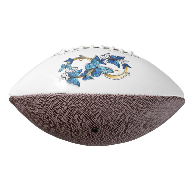 Ballon De Foot Symbole Infini de Papillons Morpho Bleus (Tourné à 270°)
