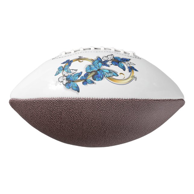 Ballon De Foot Symbole infini de papillons Morpho bleus (Tourné à 270°)