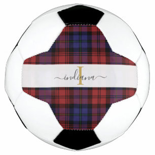 Ballon De Foot Tartan Rustique Monogramme Écriture Tartan