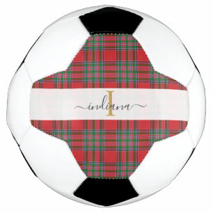 Ballon De Foot Tartan rustique monogrammé Nom Girly
