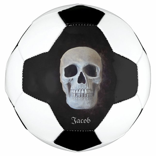 Ballon De Foot Tête de crâne Gothique Noir et Blanc Art tendance (Devant)