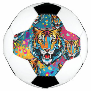 Ballon De Foot Tête de tigre couleurs arc-en-ciel peinture taches