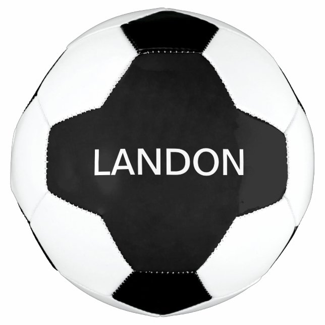 Ballon De Foot Texte éditable moderne | Noir & Blanc (Devant)