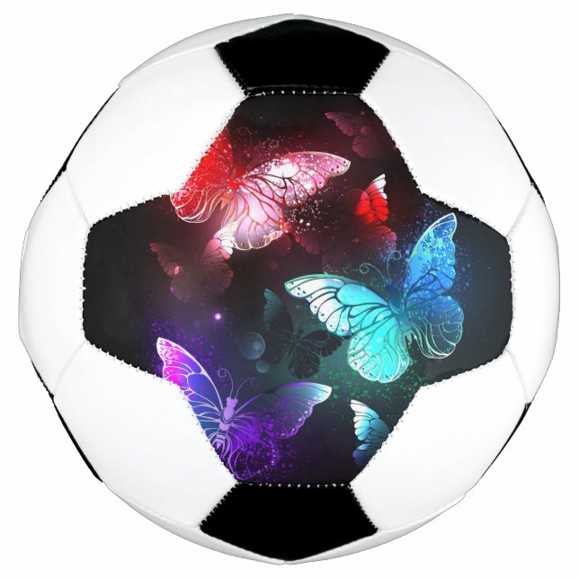 Ballon De Foot Three Glowing Butterflies on night background (Devant)