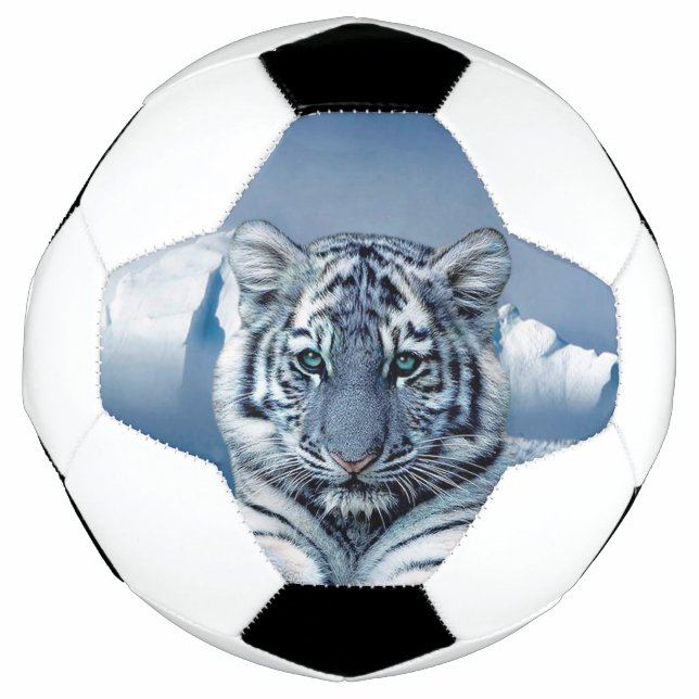 Ballon De Foot Tigre bleu blanc (Devant)