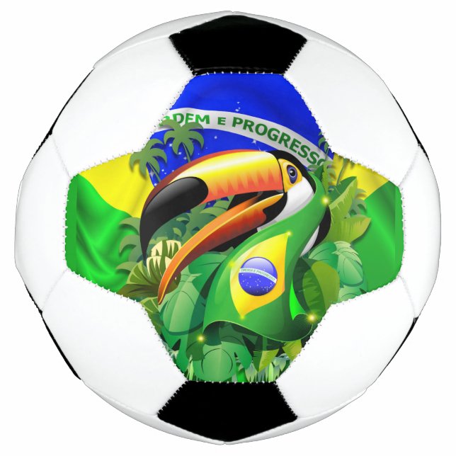 Ballon De Foot Toco Toucan avec drapeau brésilien (Devant)