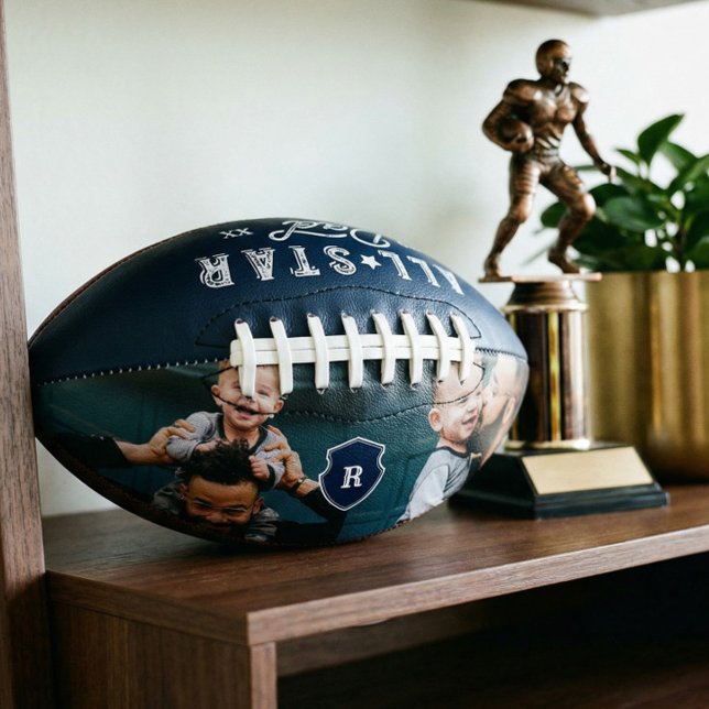 Ballon De Foot Tout le cadeau Star Papa pour papa Photo personnal (All Star Dad Gift For Dad Custom Photo & Monogram Football)