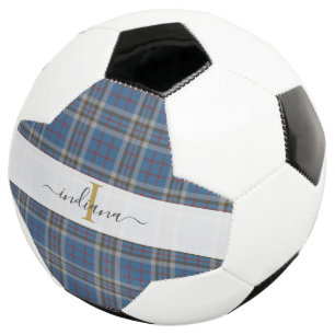 Ballon De Foot Typographie de script de monogramme plaqué Tartan 
