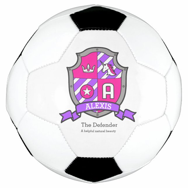 Ballon De Foot Unicorne Girls nom signifiant Alexis rose violet (Devant)