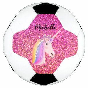Ballon De Foot Unicorne personnalisée Parties scintillant rose ét