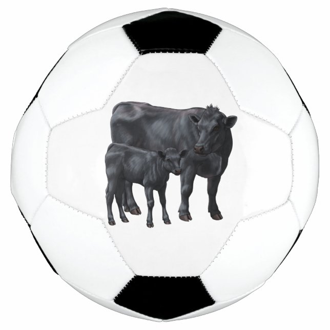 Ballon De Foot Vache Angus Noire et veau mignon (Devant)