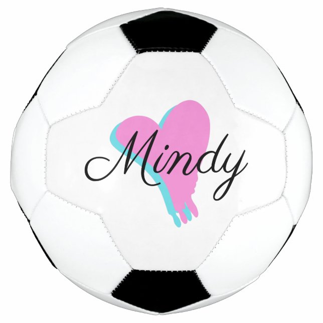 Ballon De Foot Valentines Jour Bleu rose Nom (Devant)